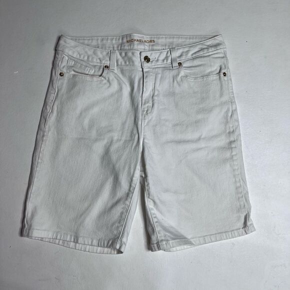 Michael Kors White Bermuda Shorts Classic Summer Style - Picture 1 of 5